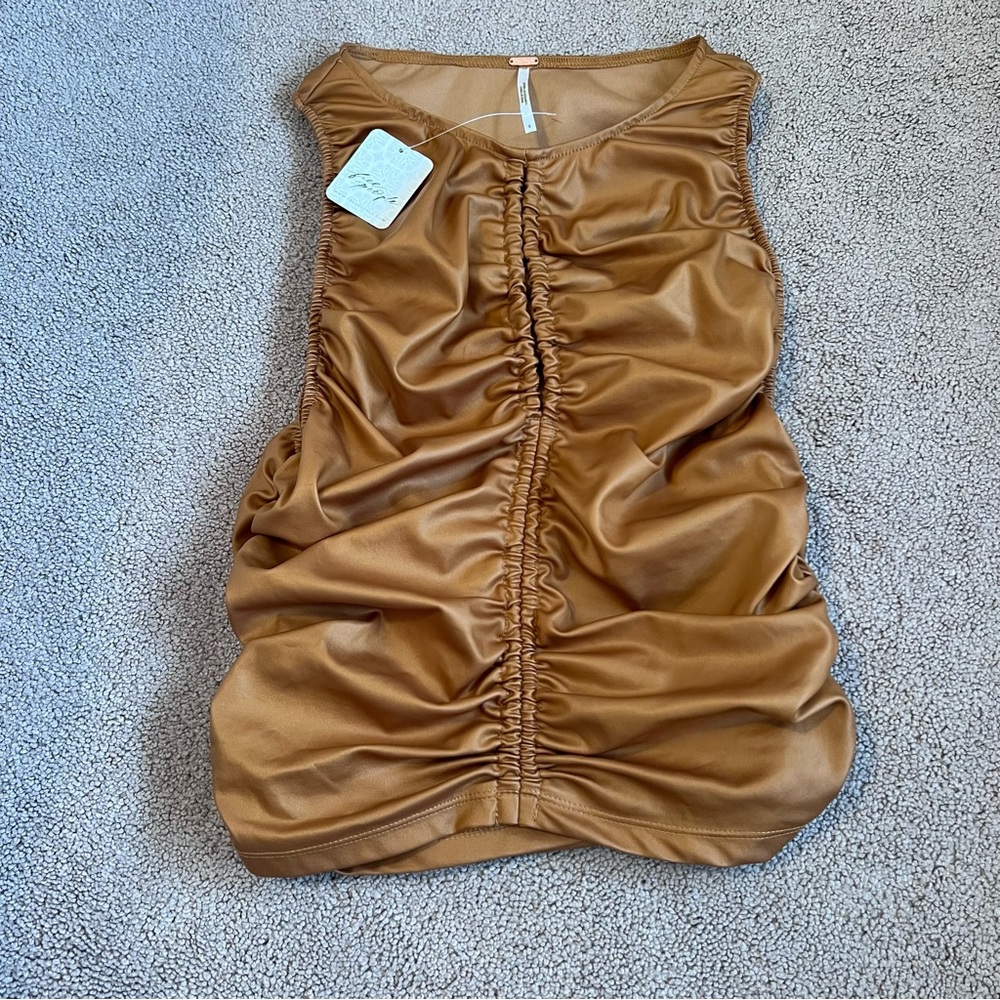 FREE PEOPLE Ride Along Faux Leather Top | Women’s Small | NWT!